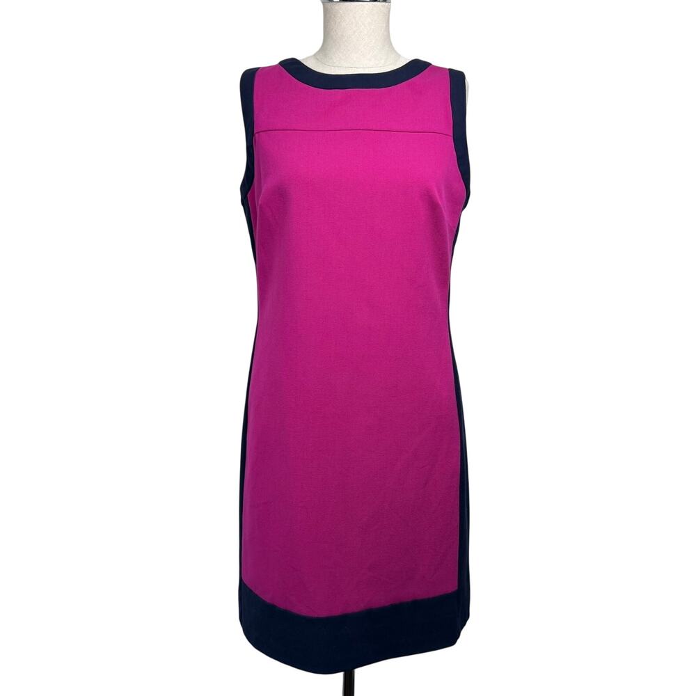 Lauren Ralph Lauren Colorblock Mod Shift Dress Pink Navy Sleeveless Sz 8 Petite